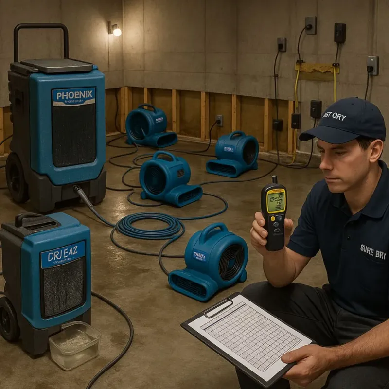 Structural Drying and Dehumidification process in Palmetto Estates, FL
